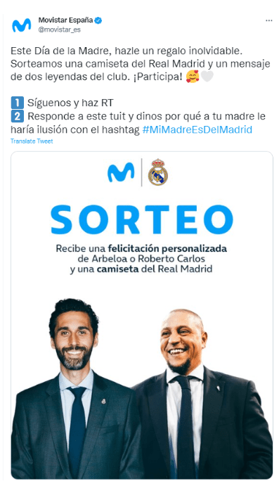 Tweet mimadreesdelmadrid de Movistar